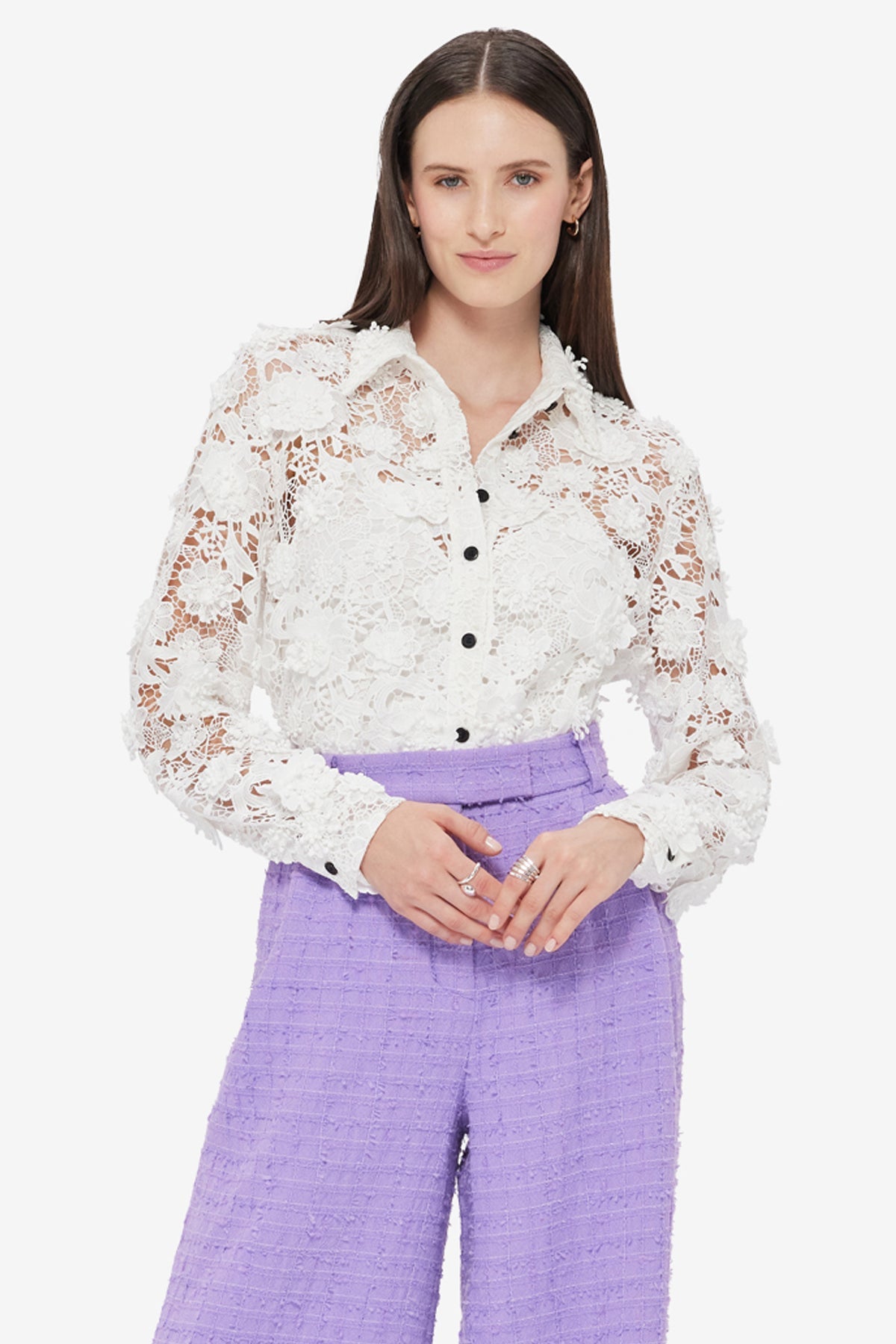 Sabrina Lace Shirt - Snow