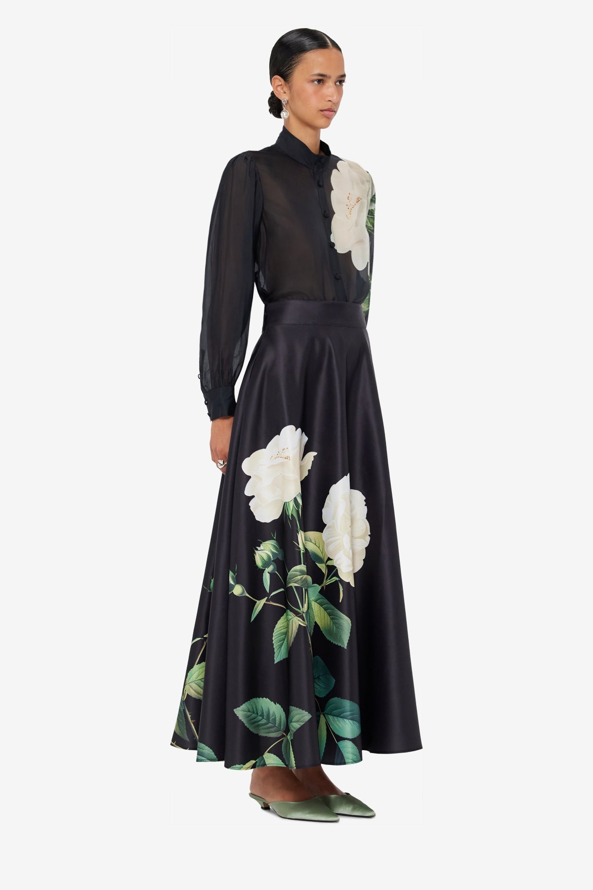 Alma Blouse - White Rose Print