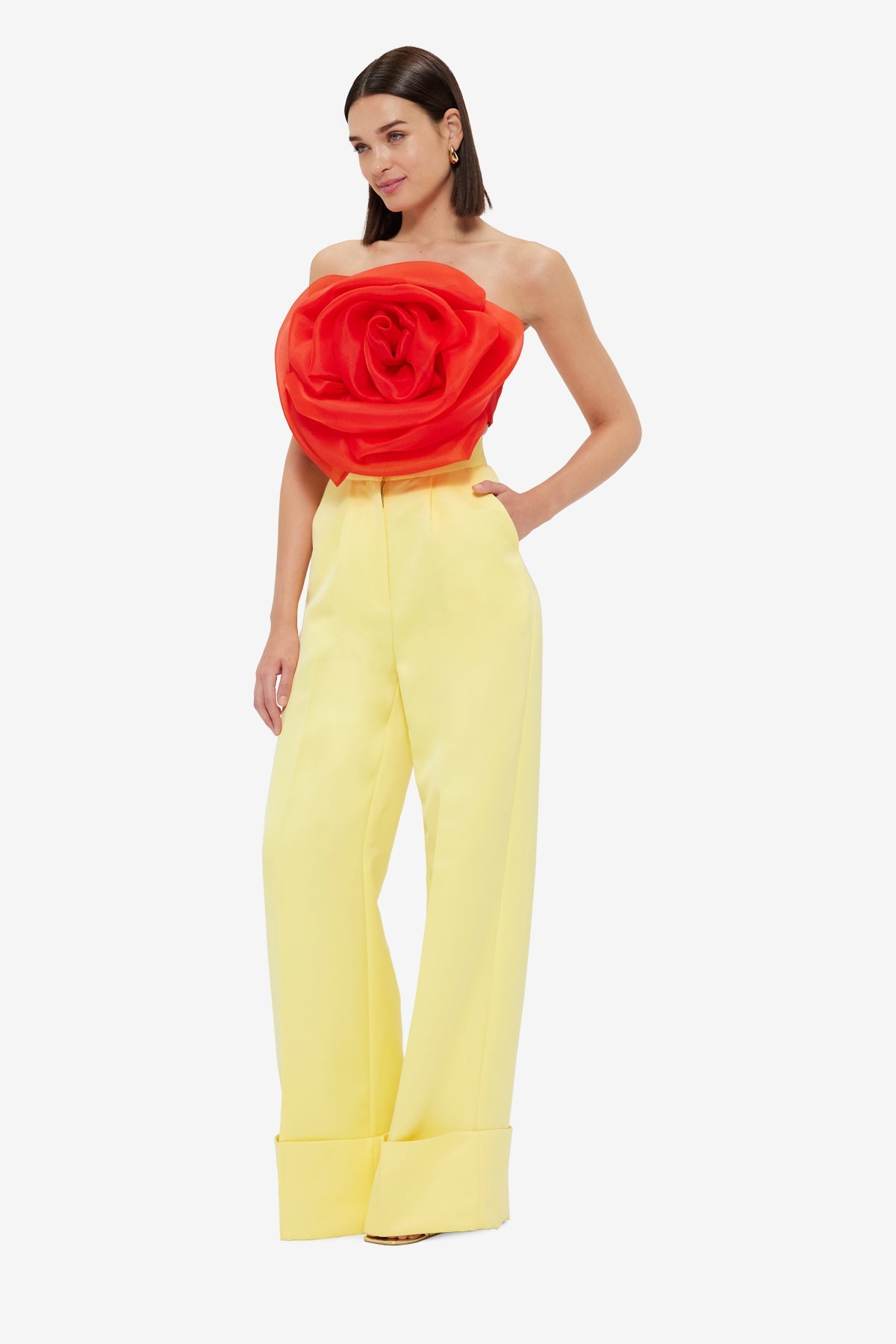 Ellis Wide Leg Pants - Sorbet Yellow