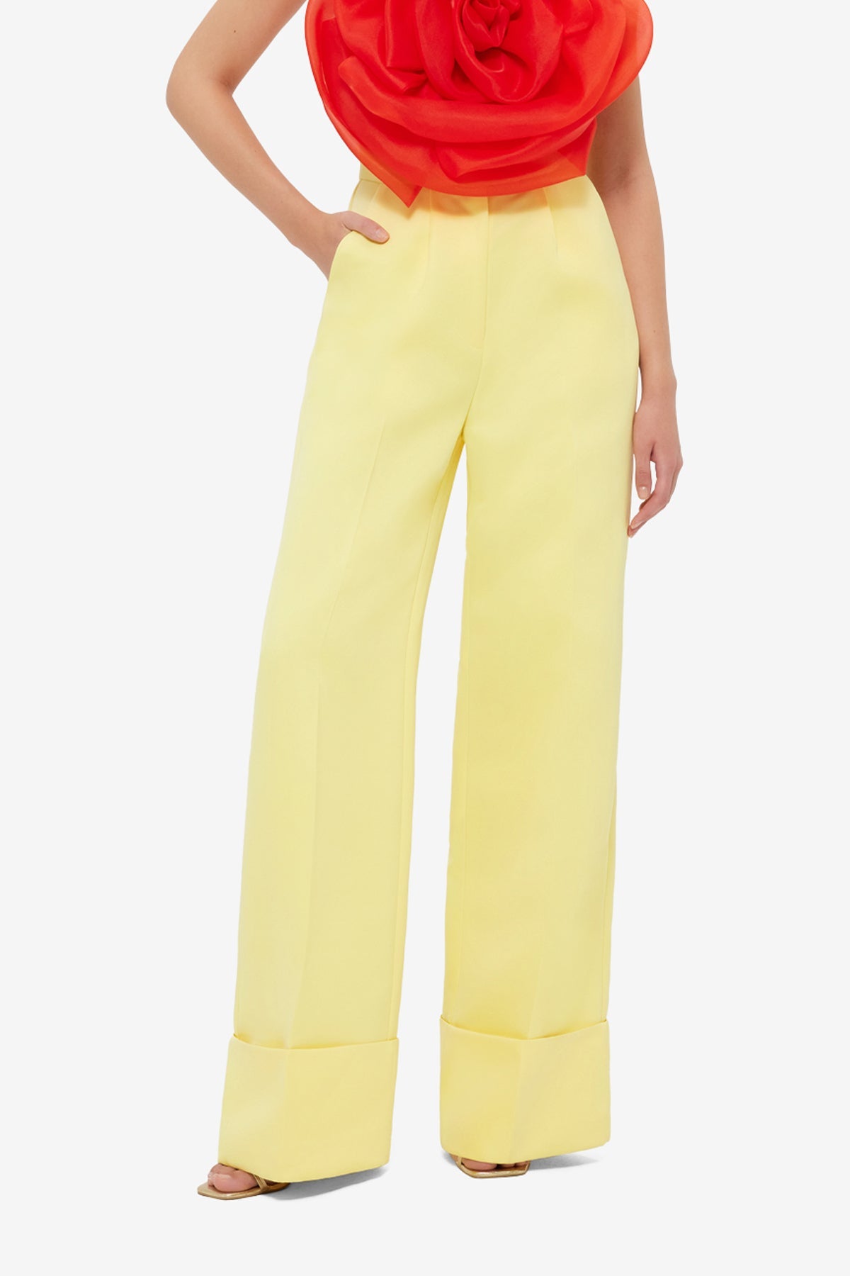 Ellis Wide Leg Pants - Sorbet Yellow