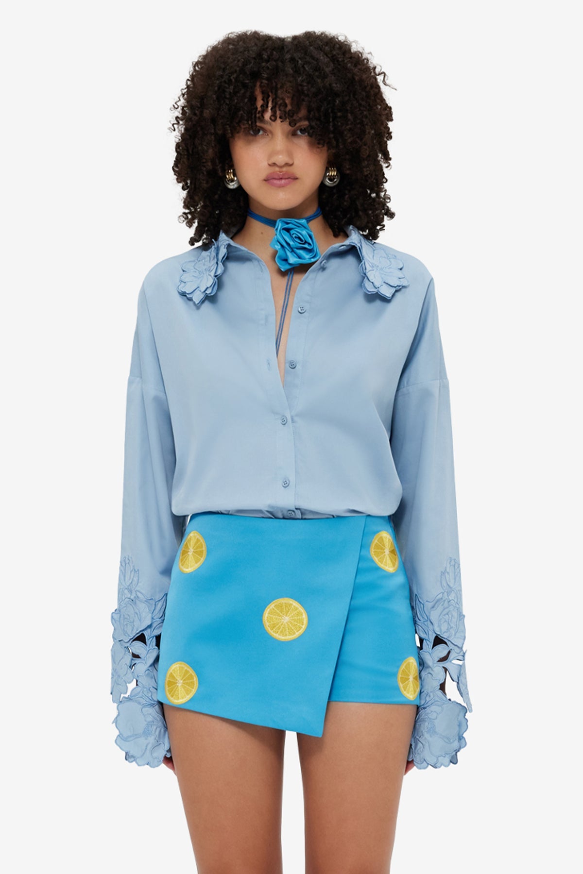 Daniella Application Blouse - Powder Blue