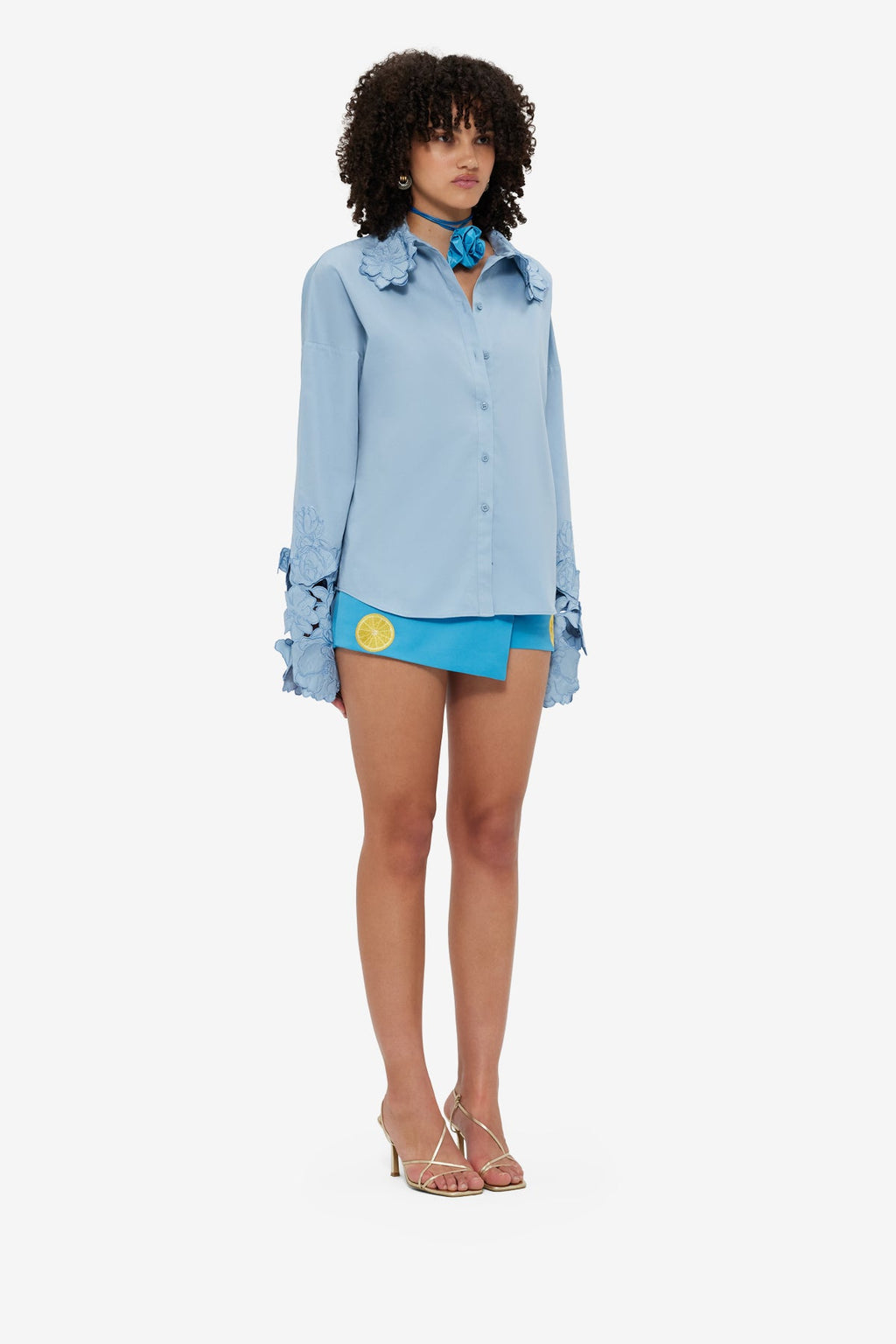 Daniella Application Blouse - Powder Blue