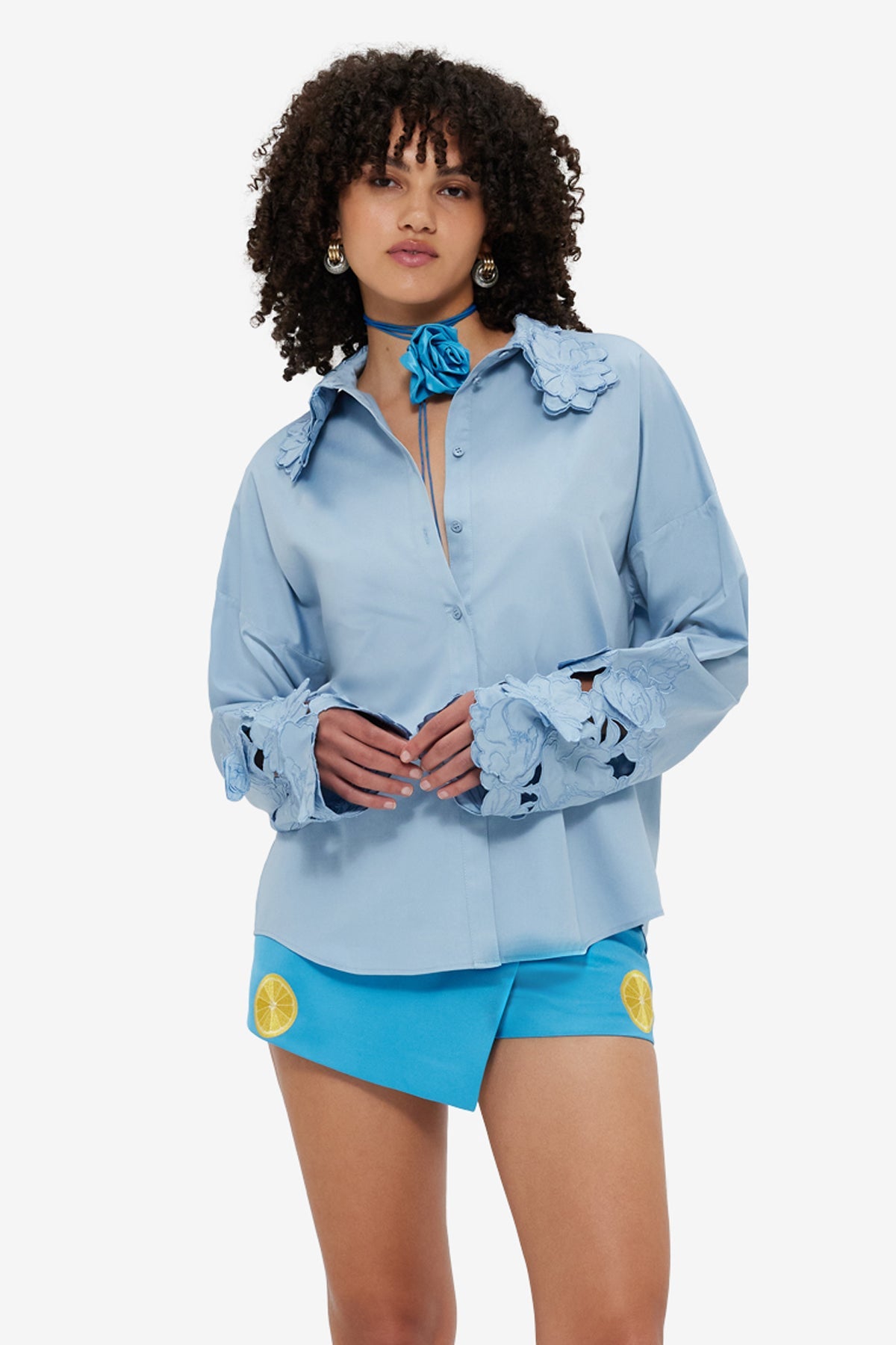 Daniella Application Blouse - Powder Blue