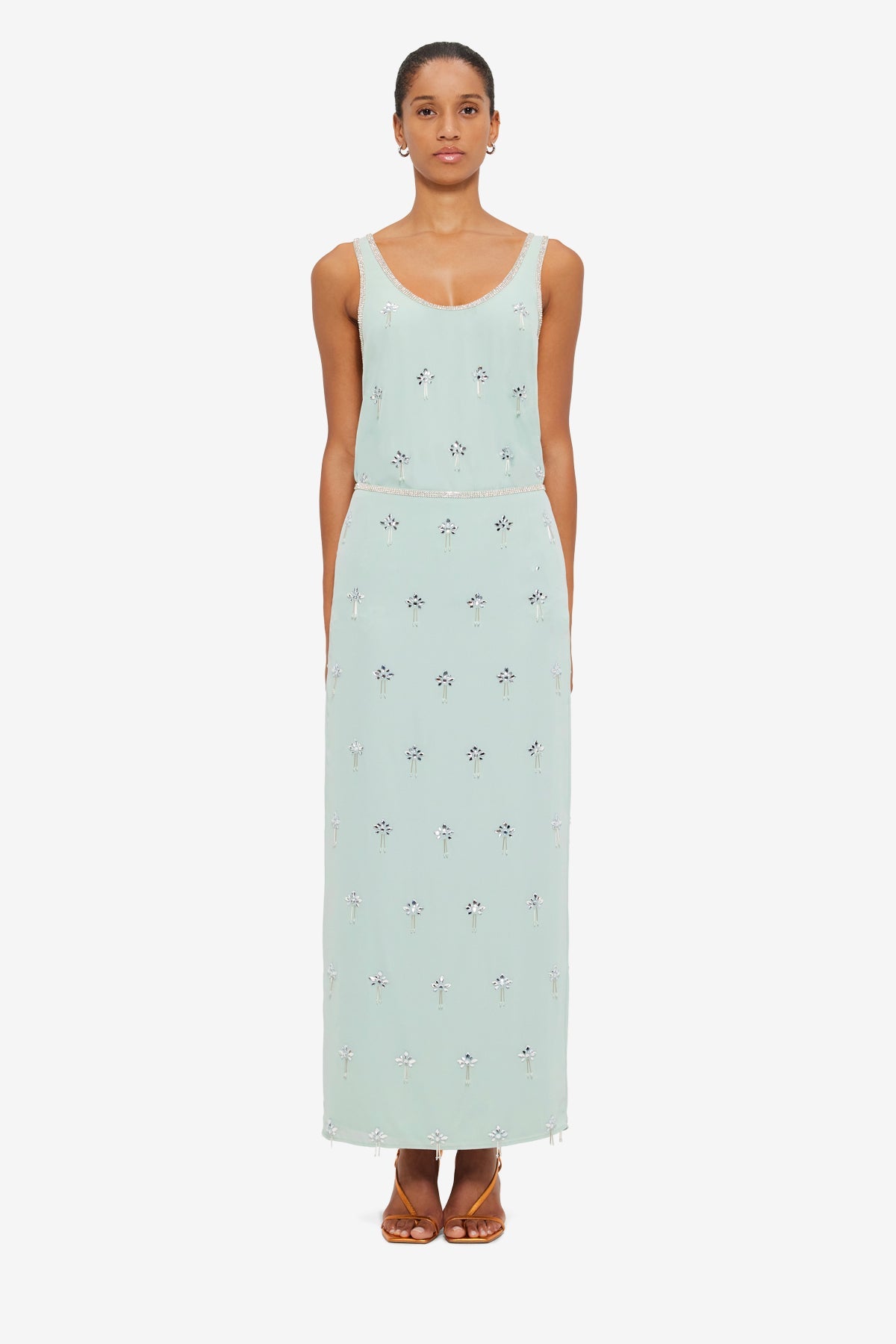 Clementine Embellished Maxi Skirt - Pistachio