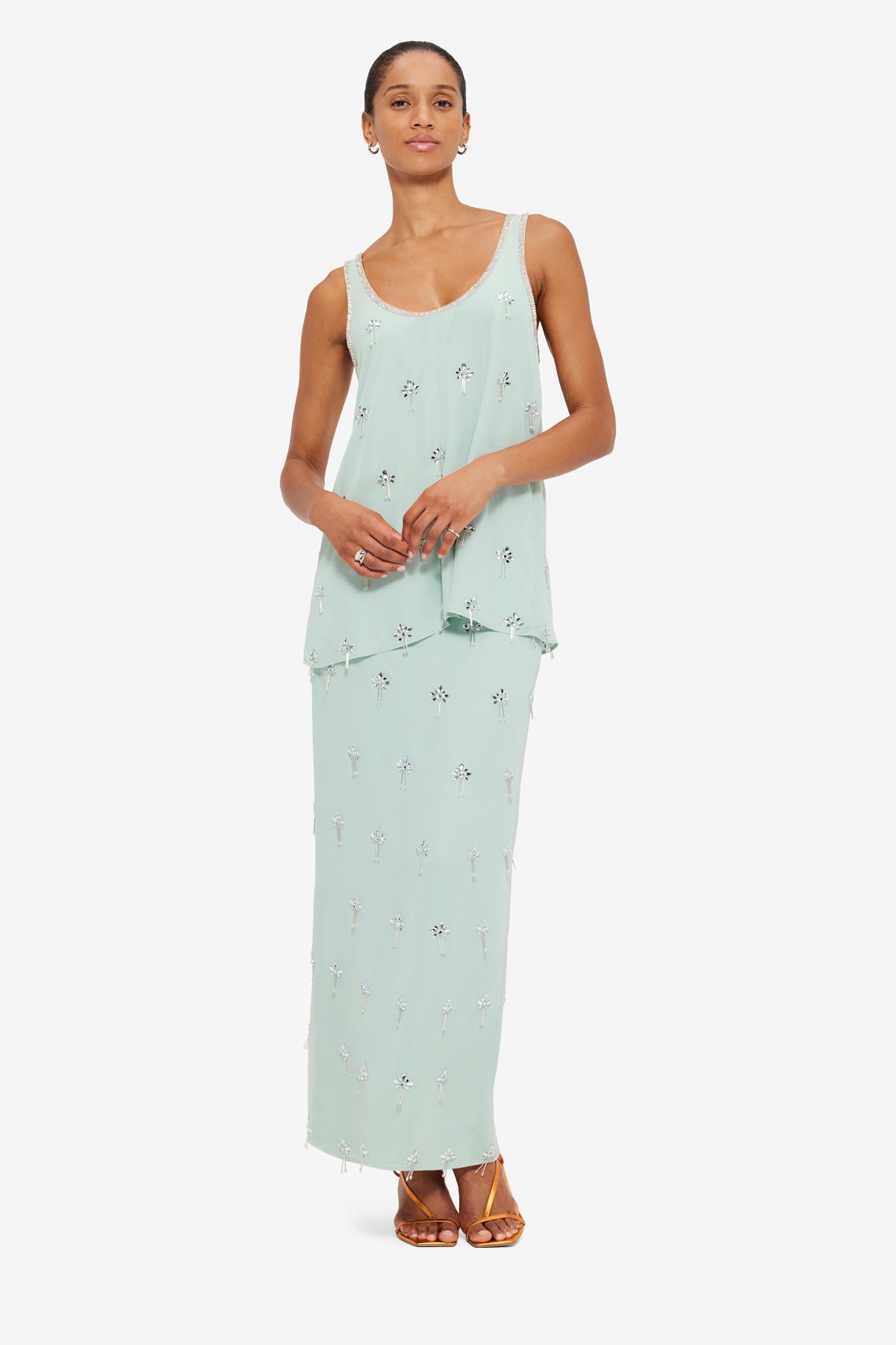 Clementine Embellished Maxi Skirt - Pistachio