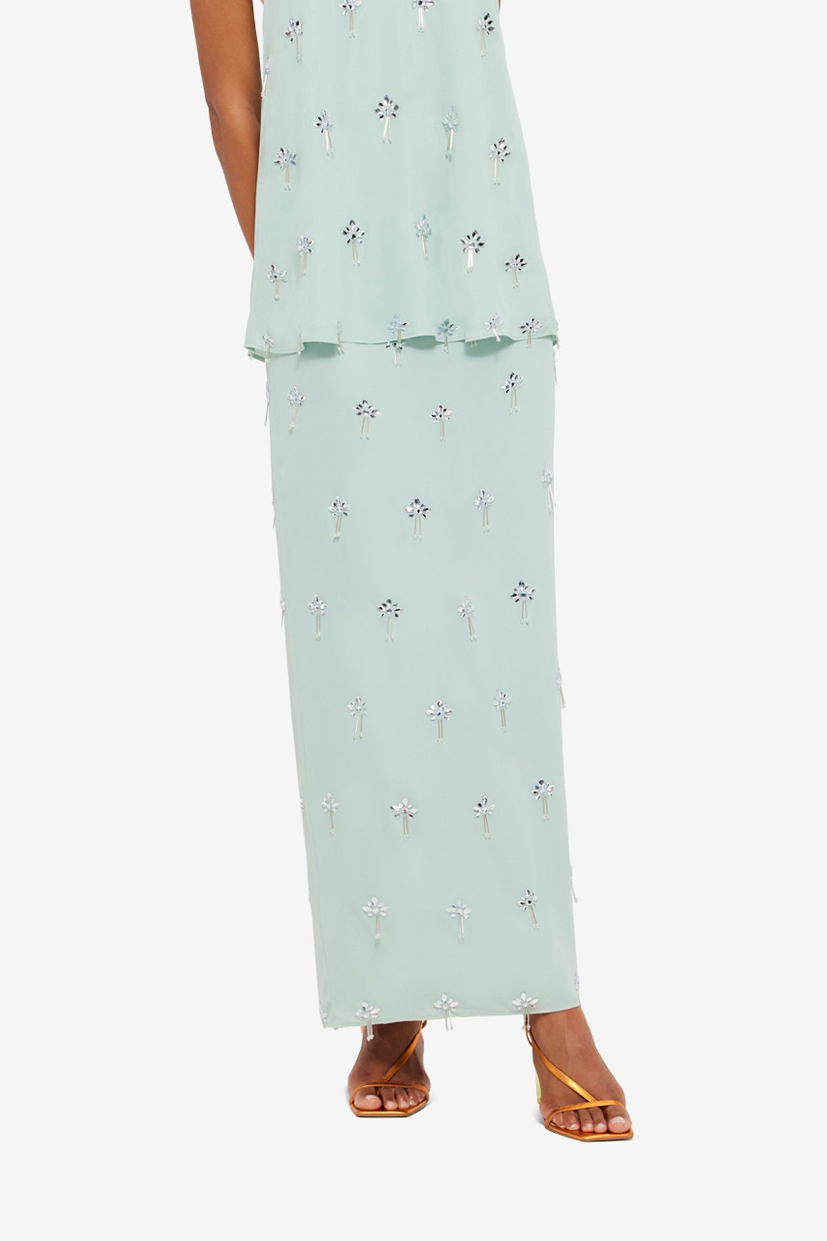 Clementine Embellished Maxi Skirt - Pistachio
