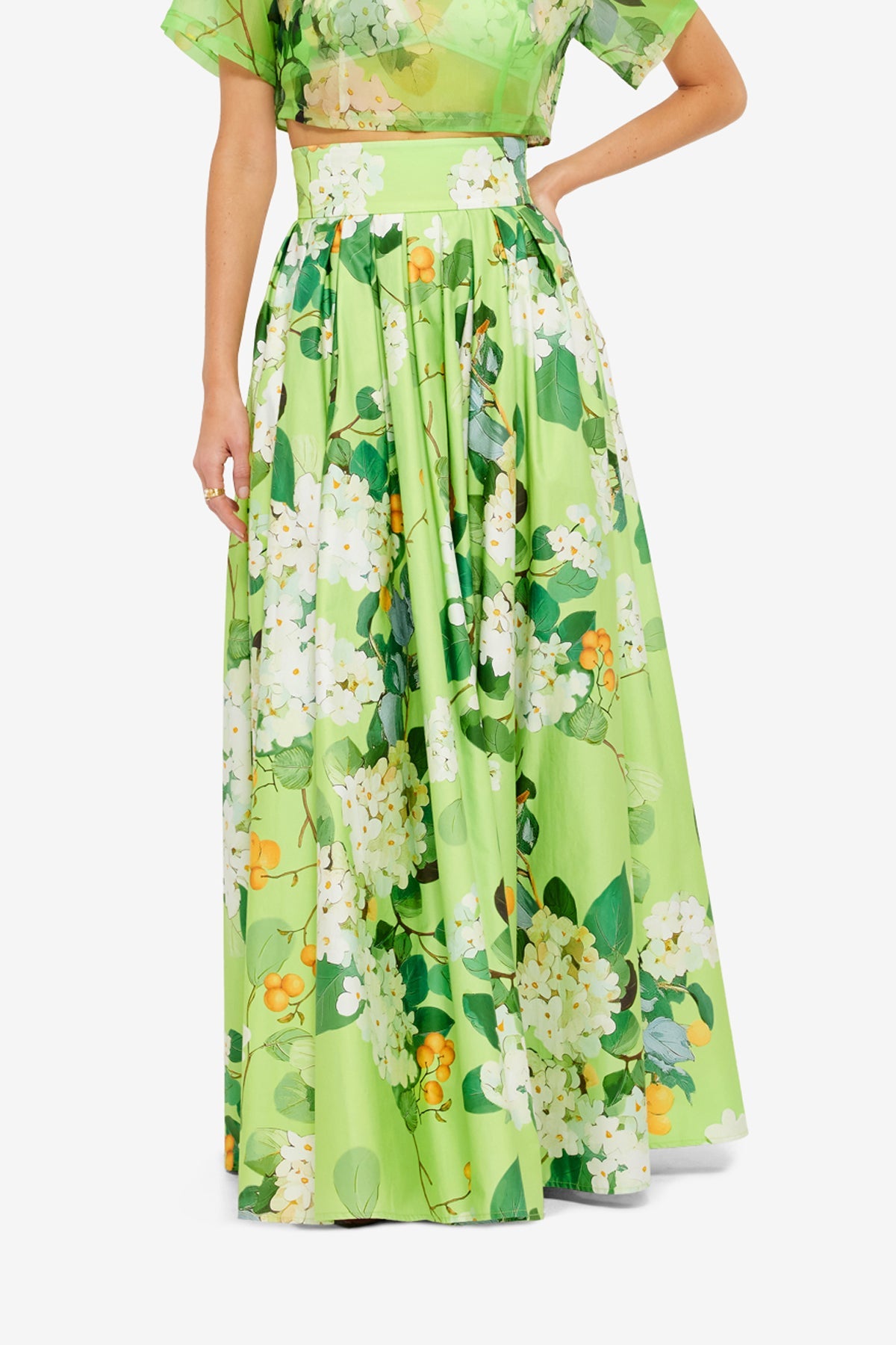 Valerie Maxi Skirt - Hydrangea in Lime