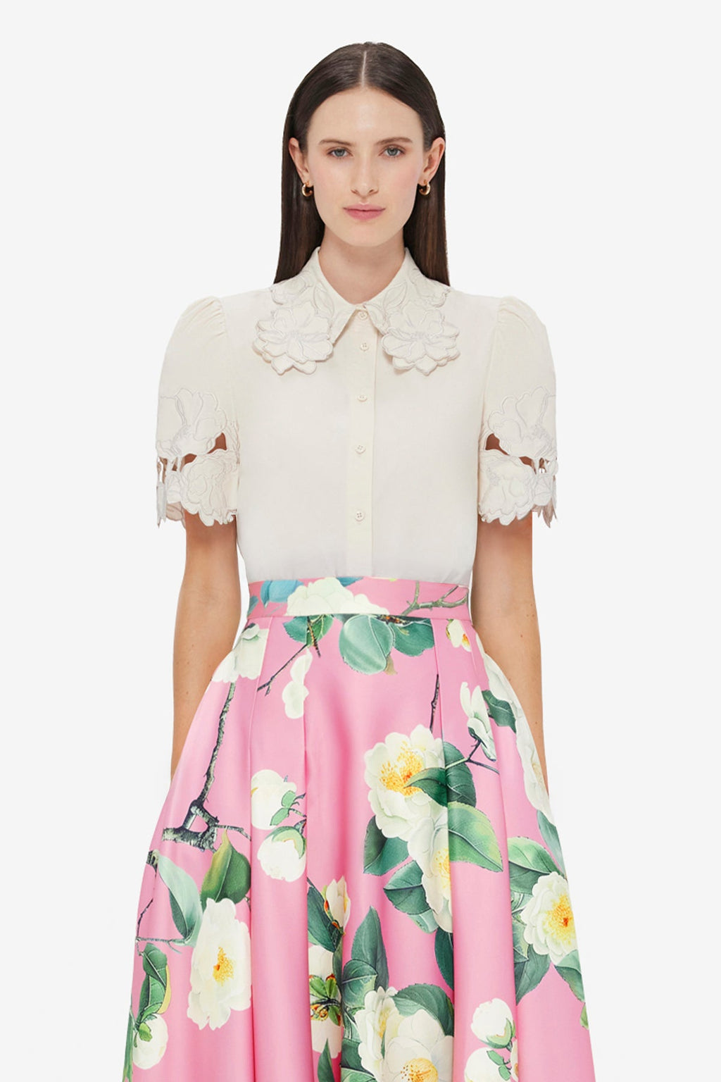 Amelie Appliqué Shirt Top - Snow