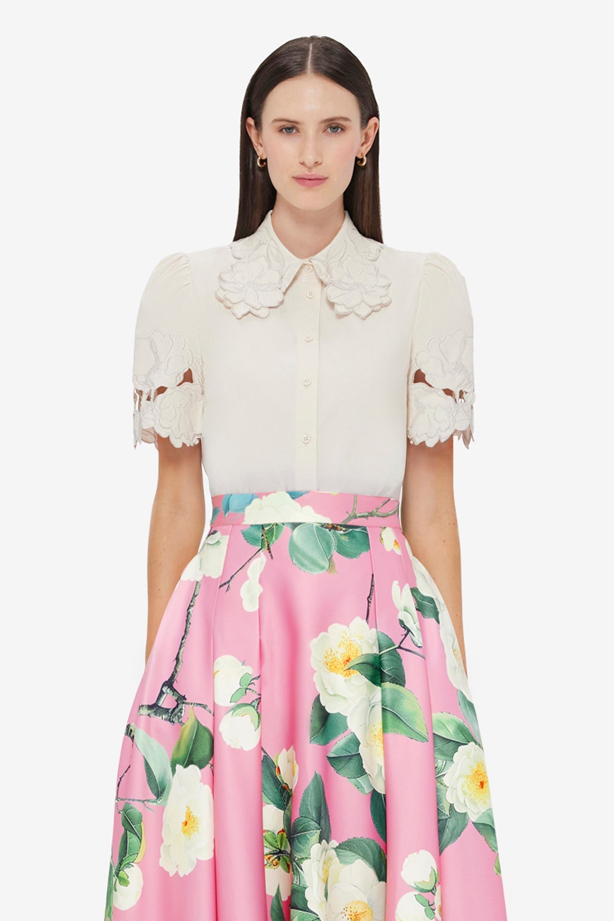 Amelie Appliqué Shirt Top - Snow