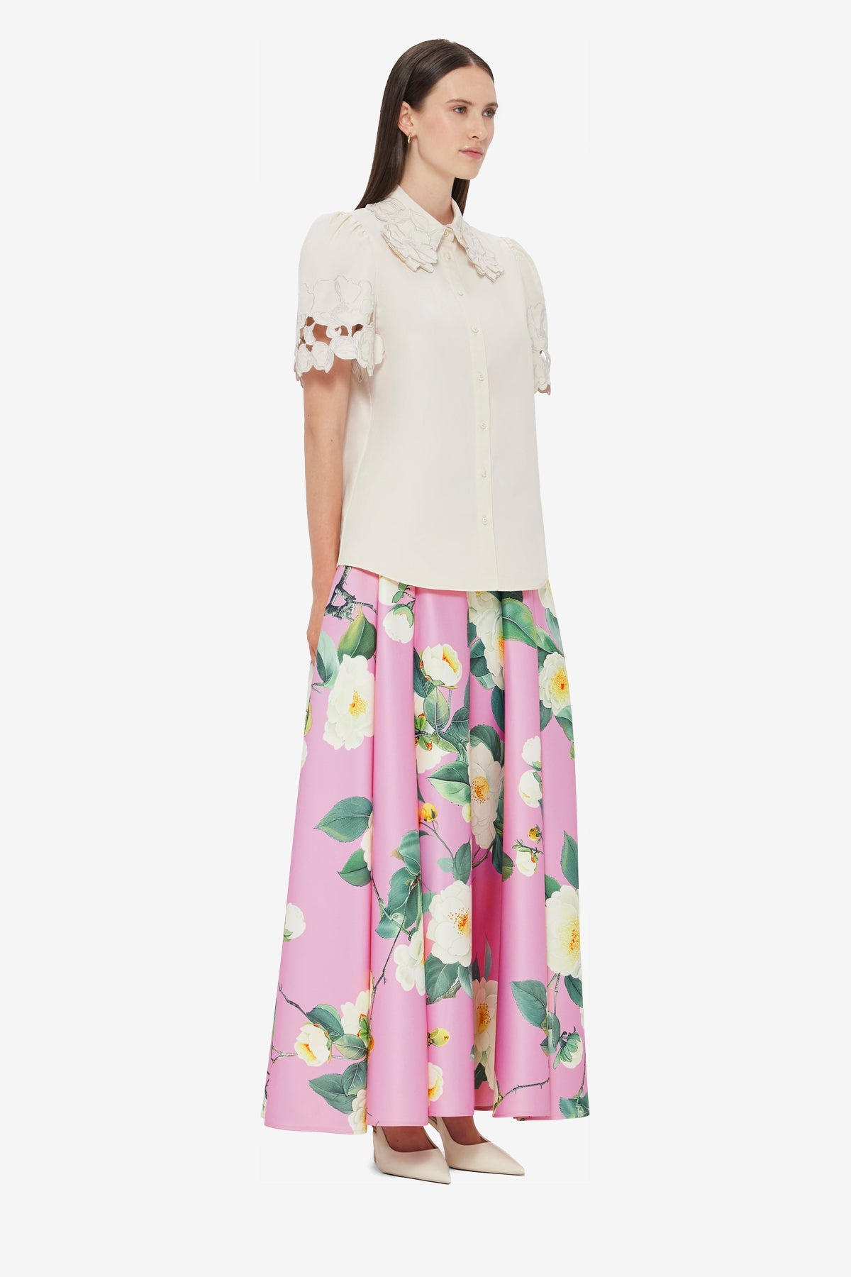 Amelie Appliqué Shirt Top - Snow