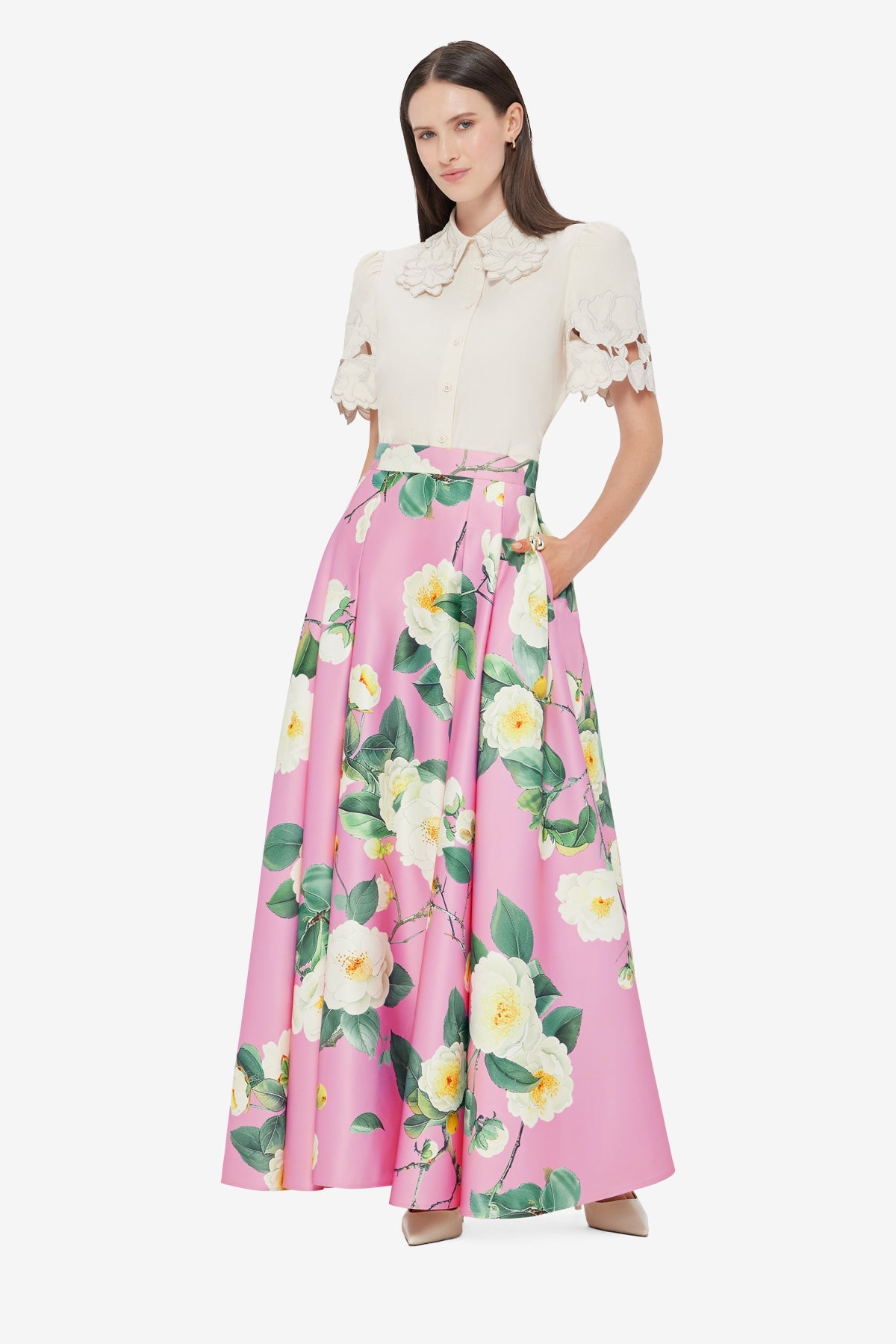 Amelie Appliqué Shirt Top - Snow
