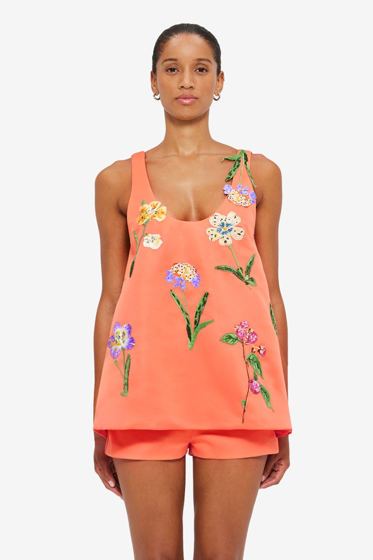 Helaine Embroidered Top - Wild Flower in Coral