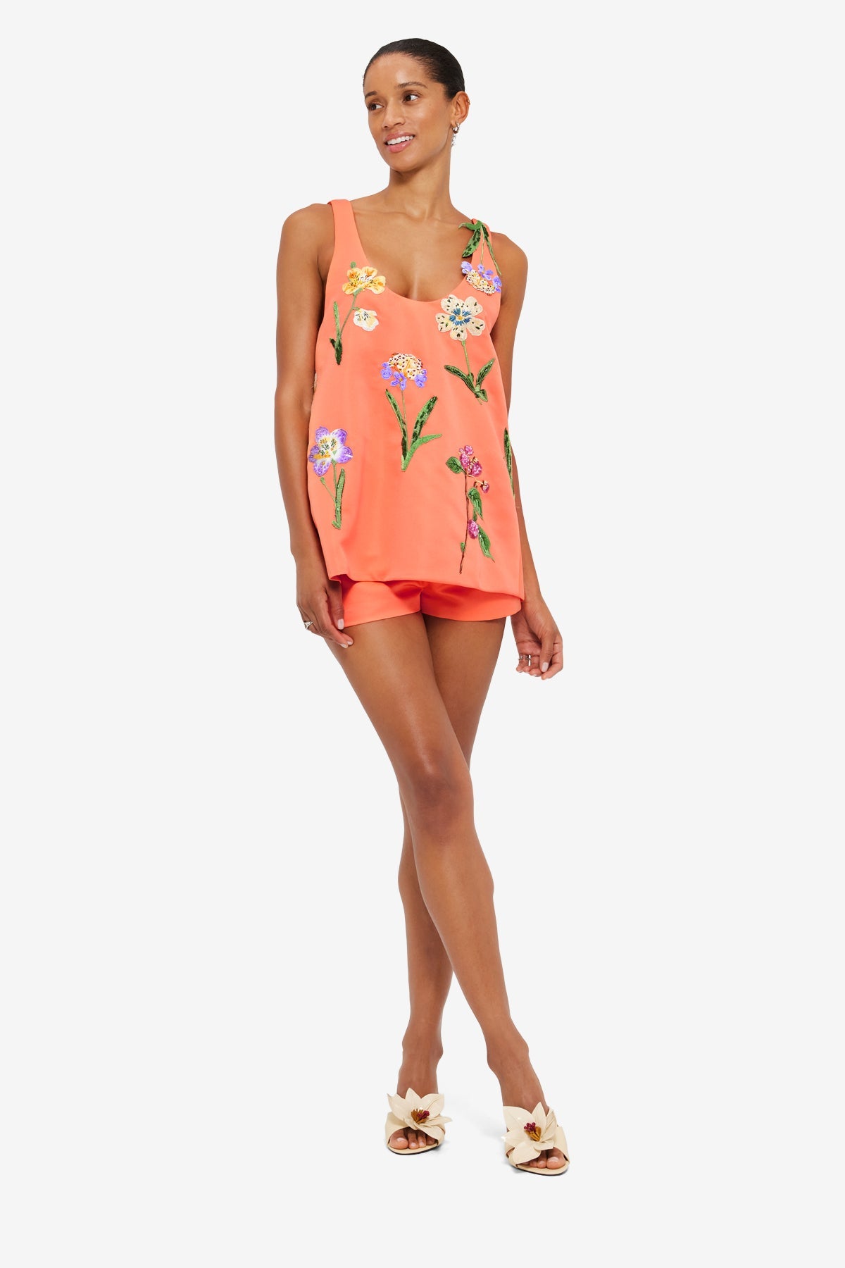 Helaine Embroidered Top - Wild Flower in Coral