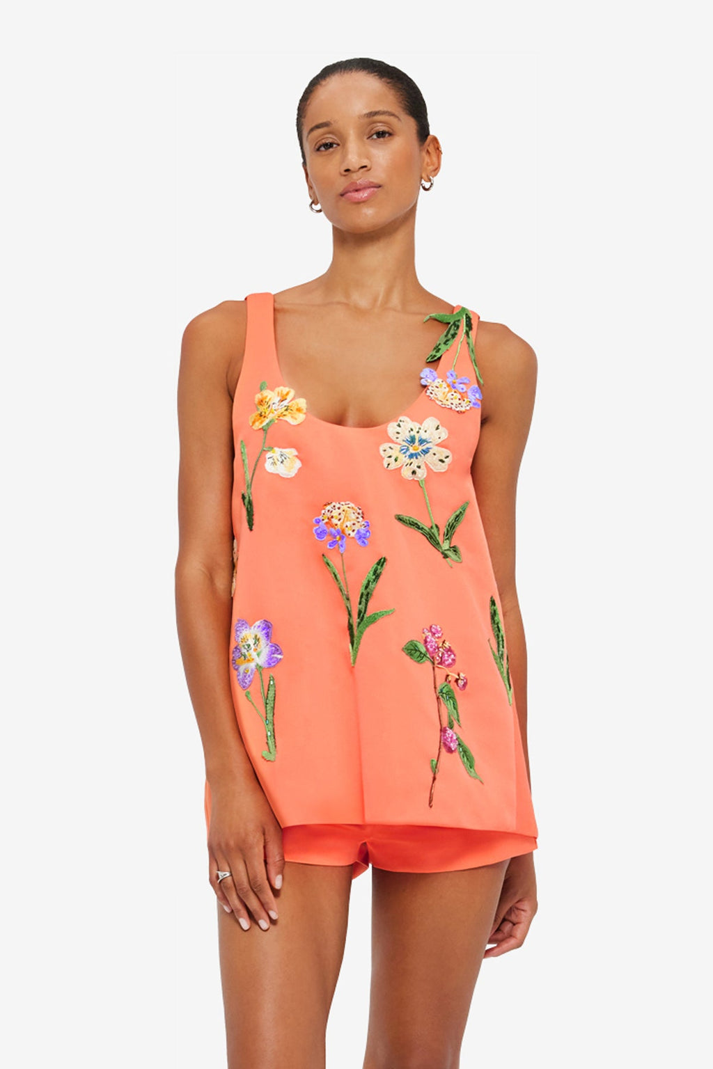 Helaine Embroidered Top - Wild Flower in Coral