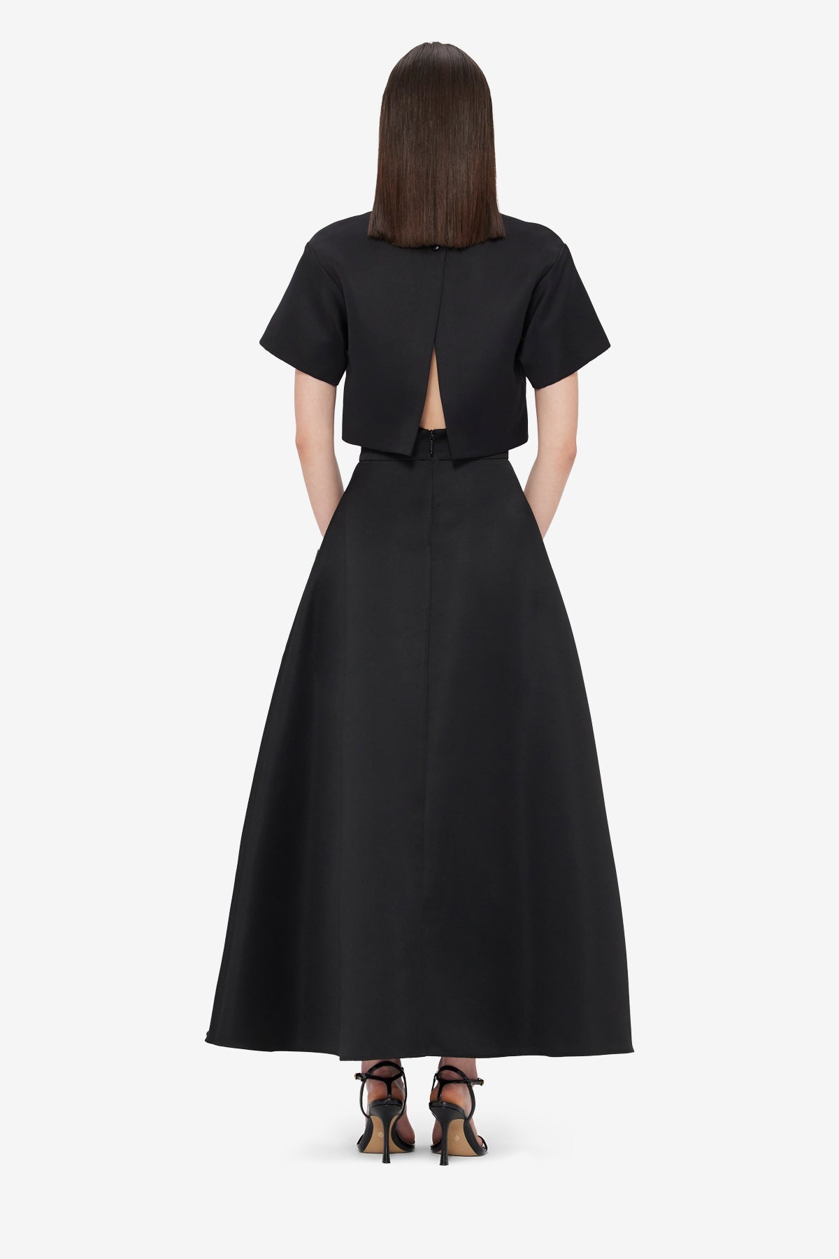Indie Appliqué Sleeve Top - Iris Print in Ebony