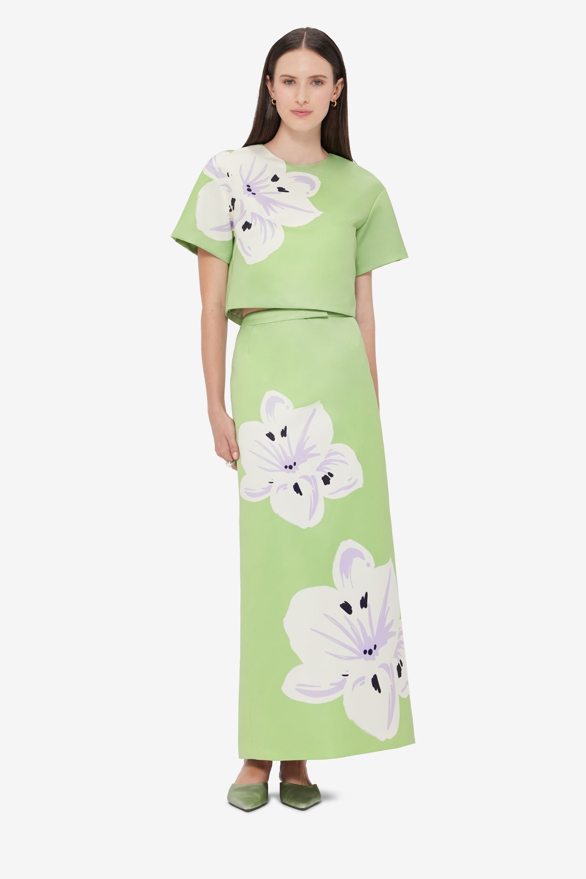 Indie Sleeve Top - Hibiscus in Matcha