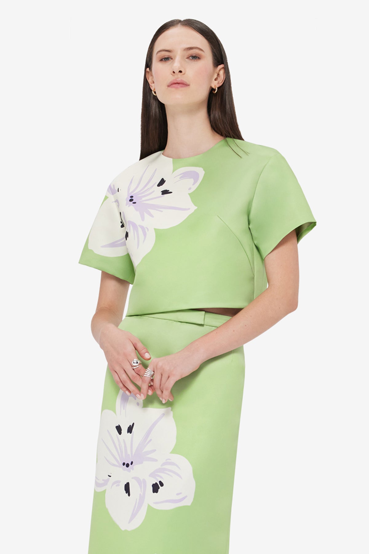 Indie Sleeve Top - Hibiscus in Matcha