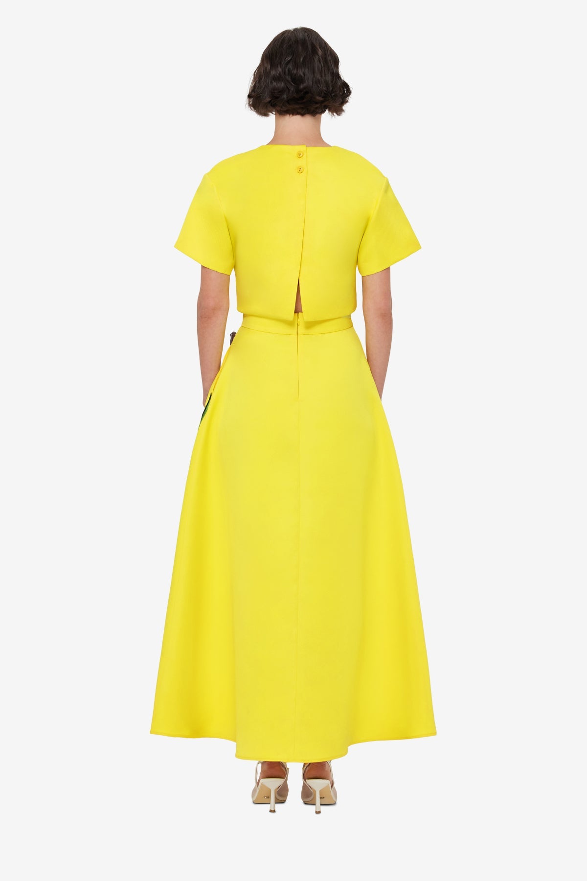 Indie Appliqué Sleeve Top - Iris Print in Yellow