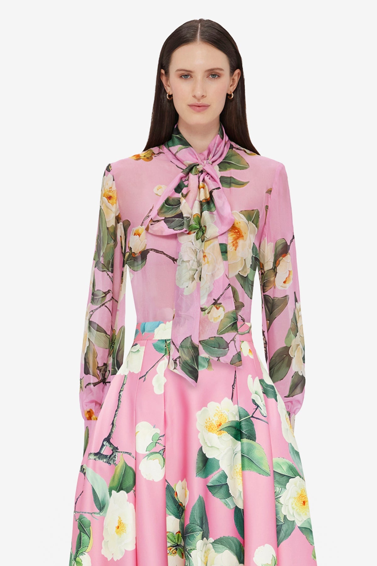 Dalia Chiffon Blouse - Camelia Print
