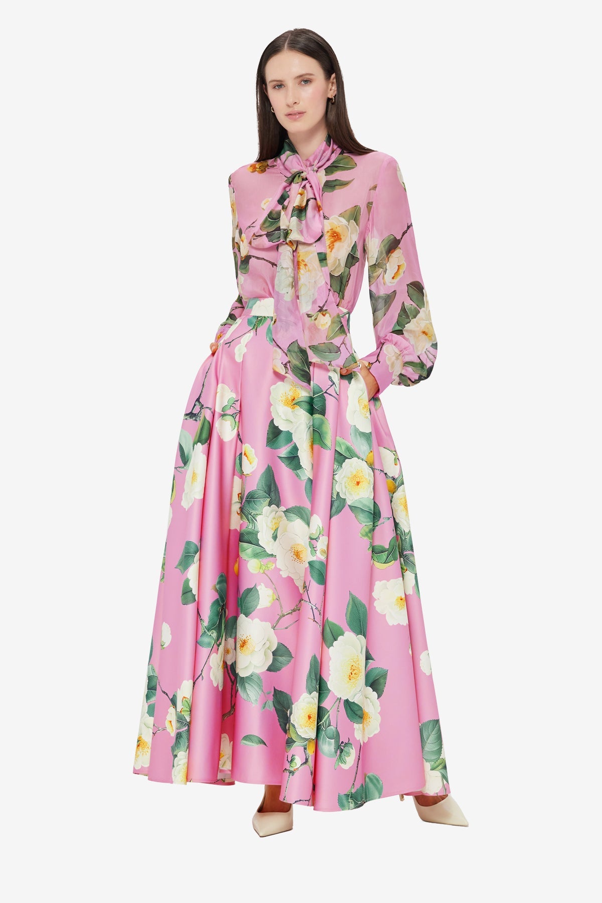 Dalia Chiffon Blouse - Camelia Print
