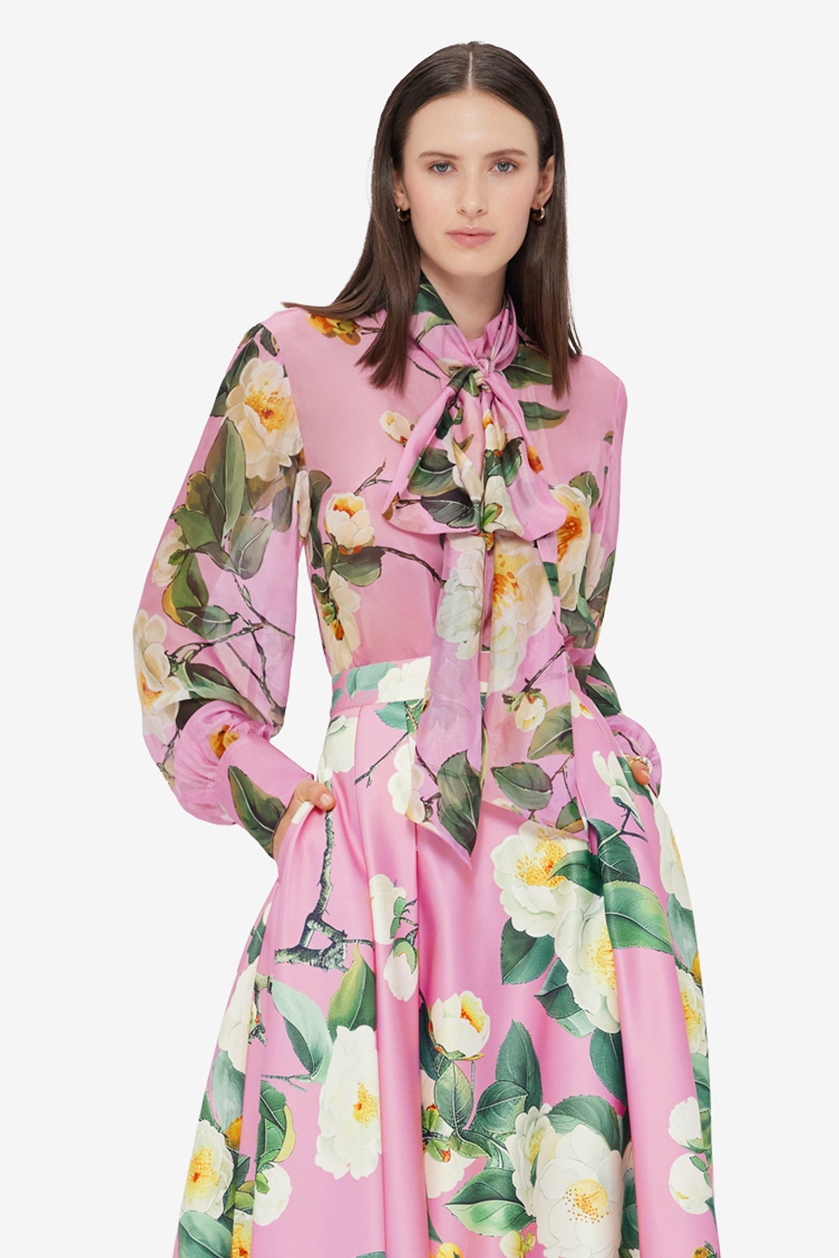 Dalia Chiffon Blouse - Camelia Print