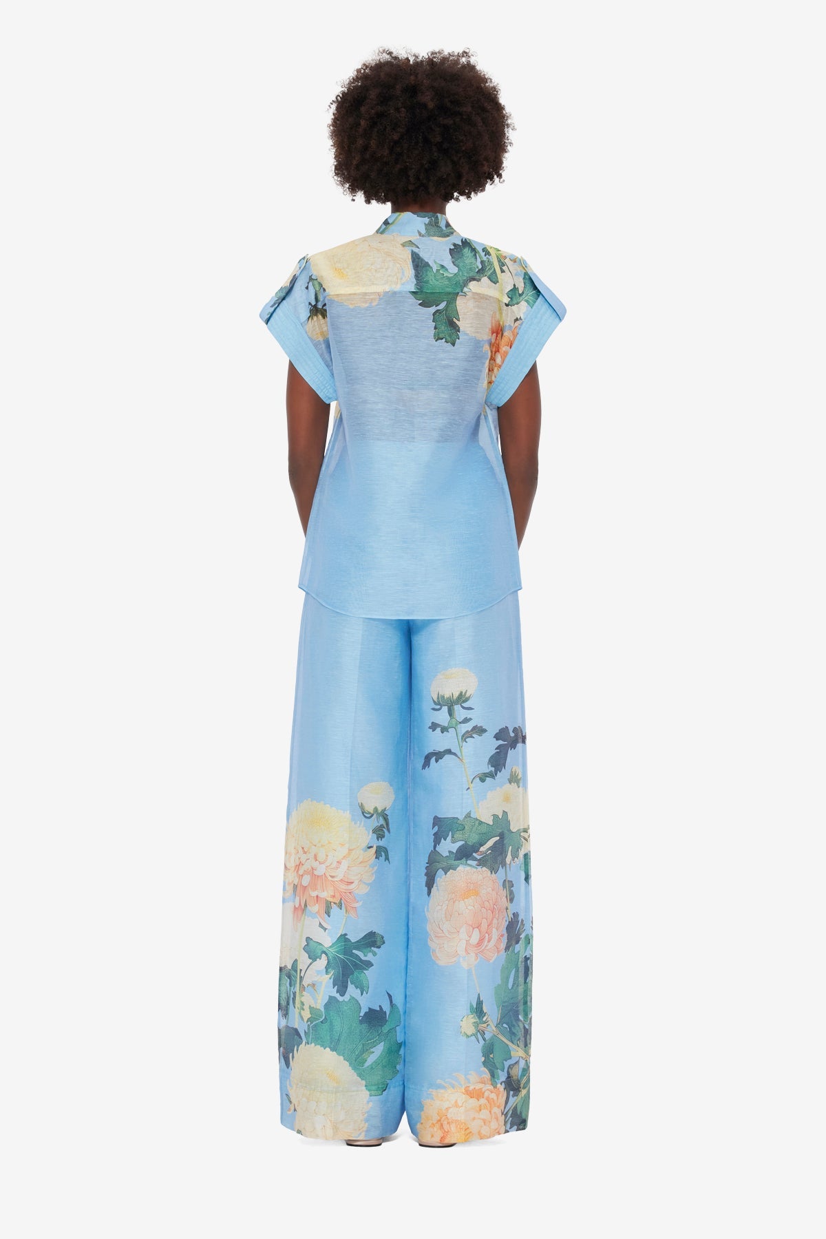 Catarina Blouse - Hydrangea Print in Cornflower Blue