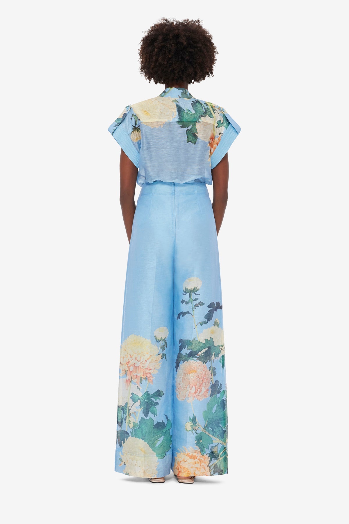 Luisa Pants - Hydrangea Print in Cornflower Blue